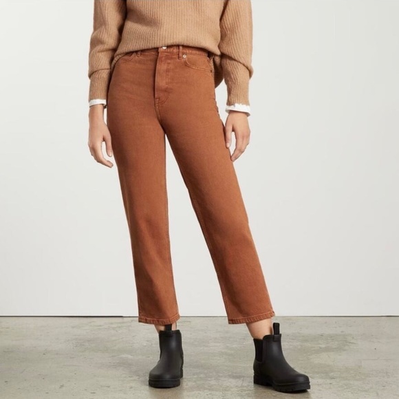 EVERLANE The Way High Jean Organic Cotton Archroma Rich Earth Brown Sz 28T - Picture 1 of 16